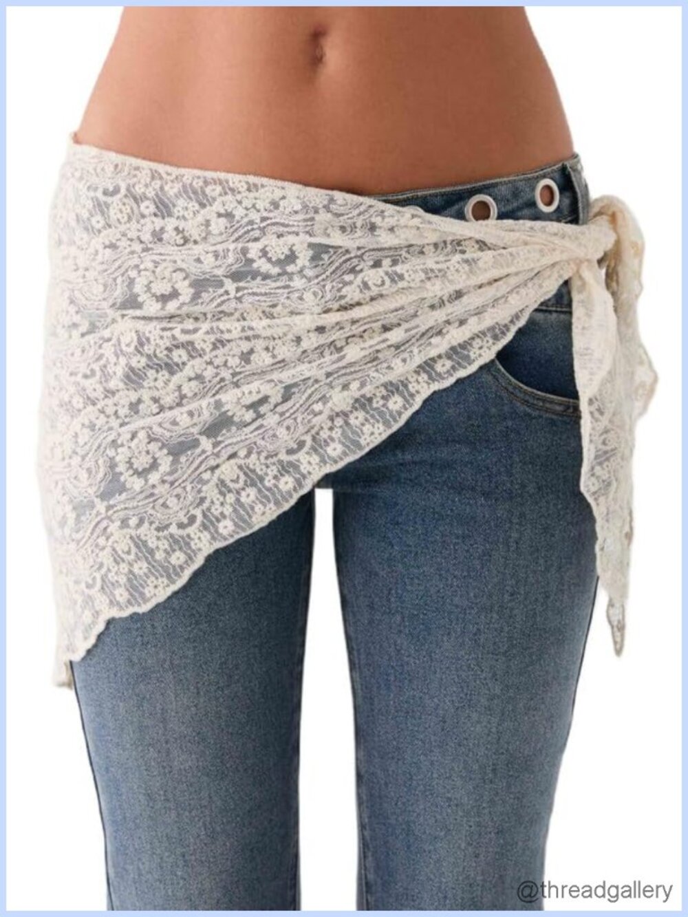 Lace Waist Scarf Skirt Overlay Sheer Hip Cover Boho Floral Wrap Belt Women